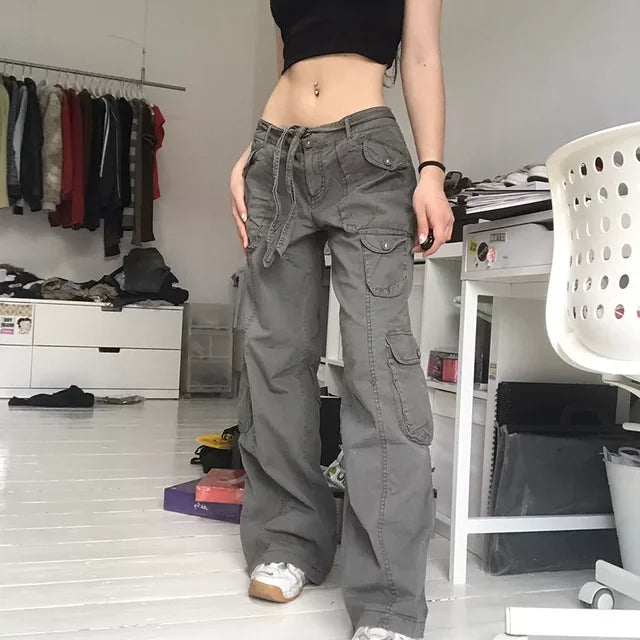 Hole trend girl denim straight leg pants women hiphop high street retro Y2K hot girl high waist loose wide leg pants jeans women