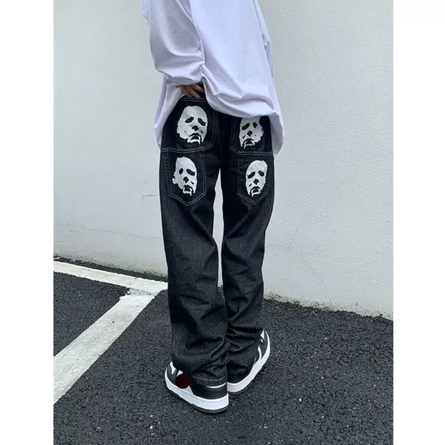 Hole trend girl denim straight leg pants women hiphop high street retro Y2K hot girl high waist loose wide leg pants jeans women